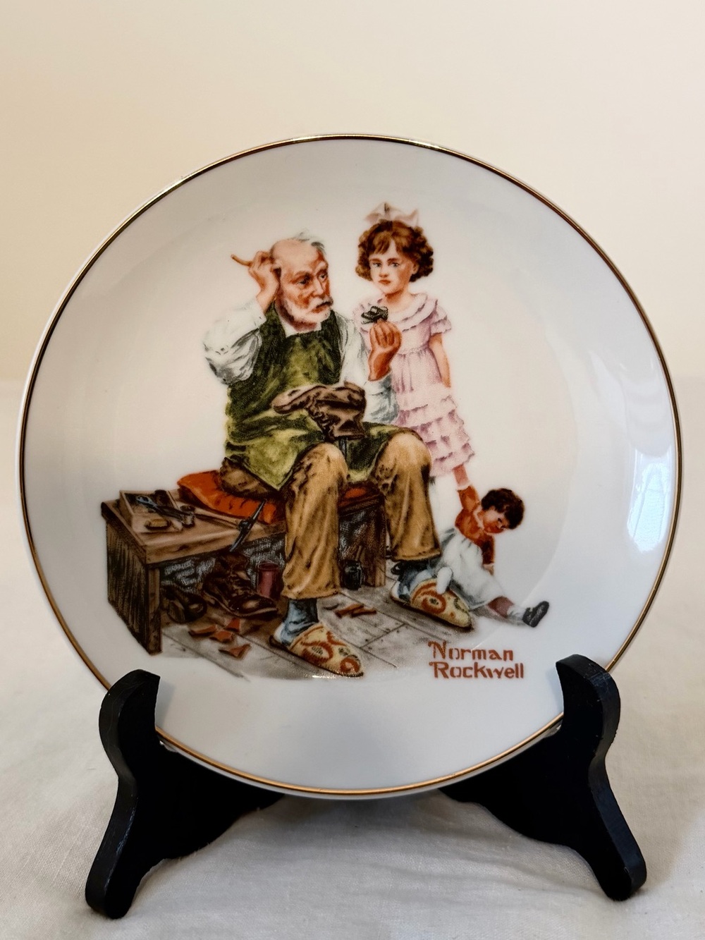 Vintage 1984 Norman Rockwell “The Cobbler” Porcelain Collector Plate